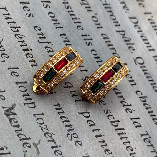 Sphinx İmzalı Vintage Kristal Taşlı Küpe