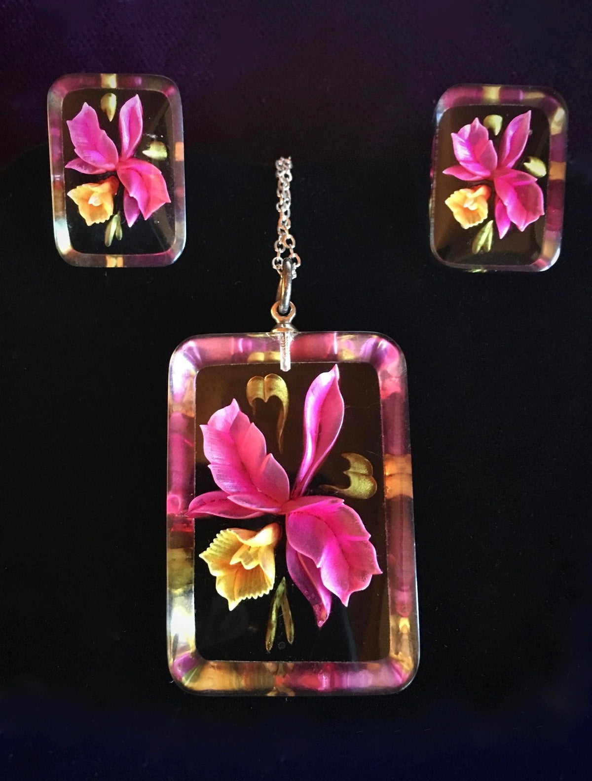 Vintage Reversed Carved Set (Kolye & Küpe)