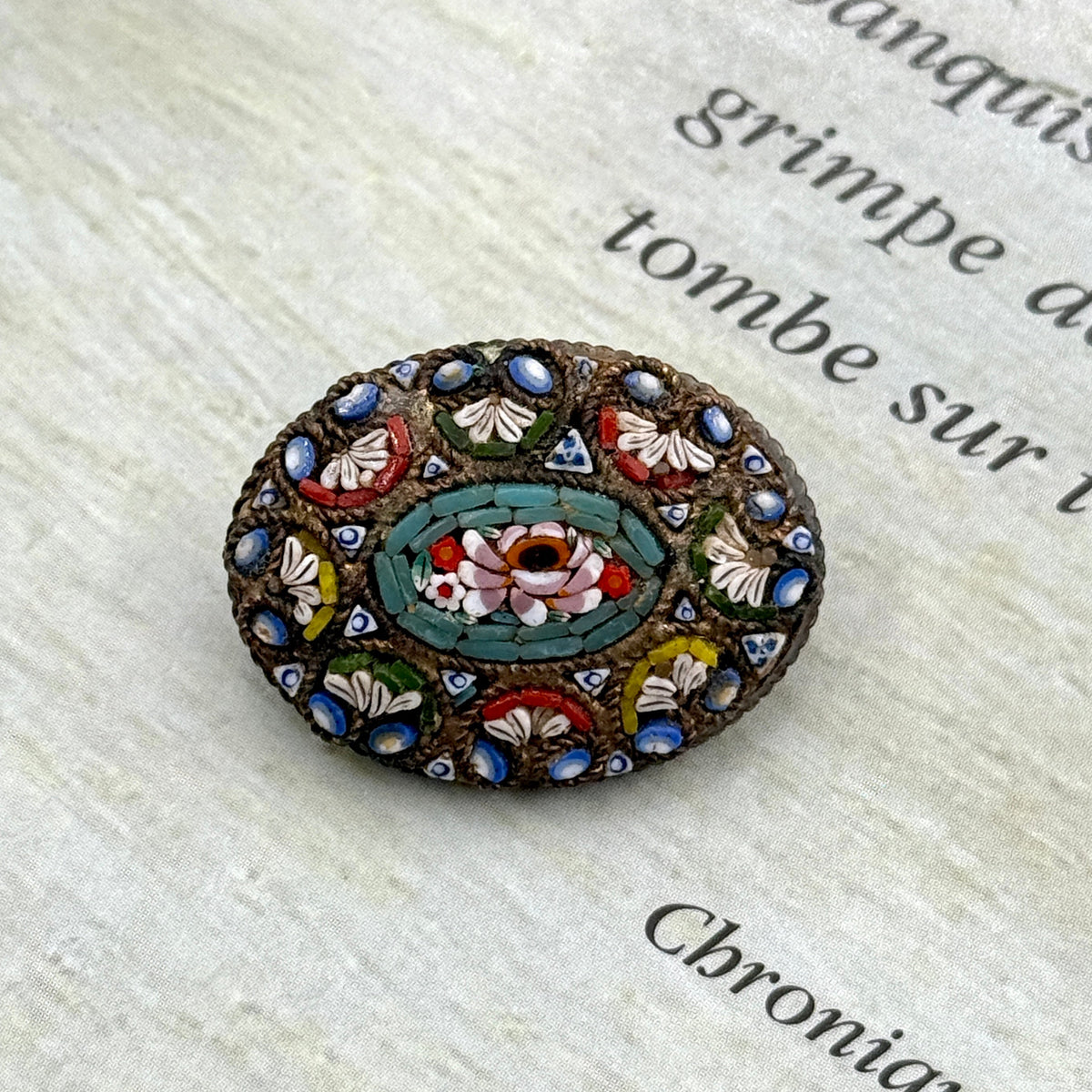 Antika Mikro Mozaik Broş (Oval2)