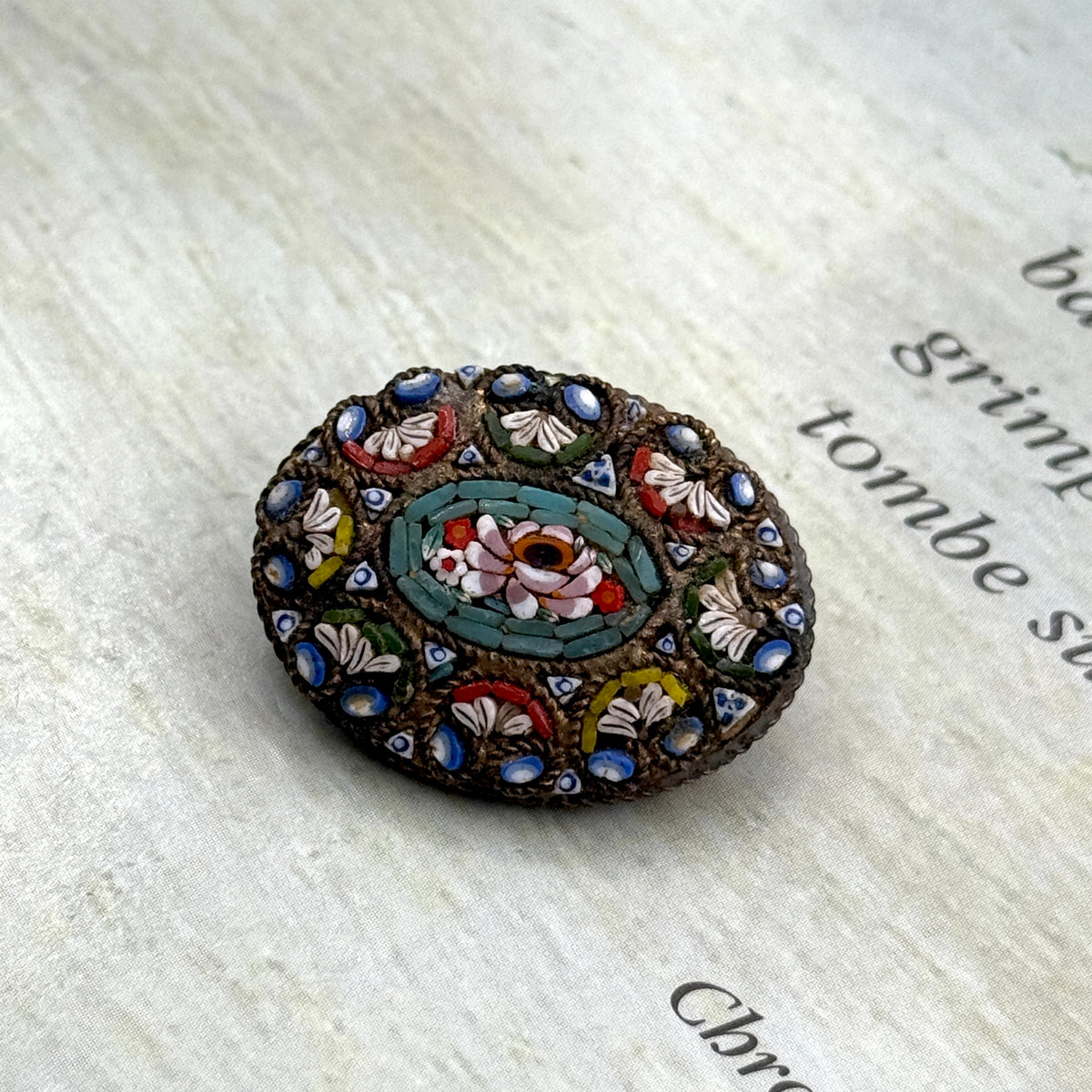 Antika Mikro Mozaik Broş (Oval2)