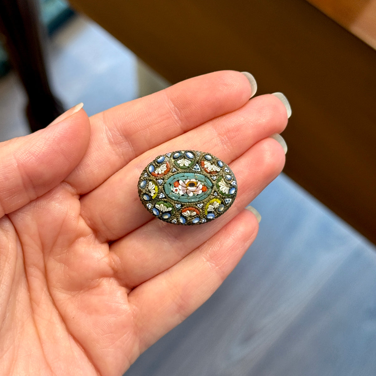 Antika Mikro Mozaik Broş (Oval2)