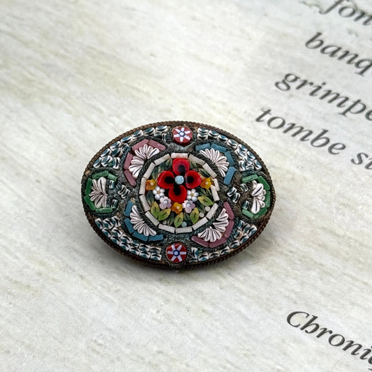 Antika Mikro Mozaik Broş (Oval1)