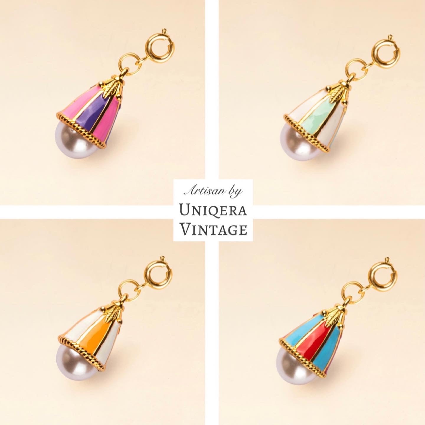 Kırmızı Mavi Mineli Çan Çiçeği Charm - Artisan Koleksiyonu