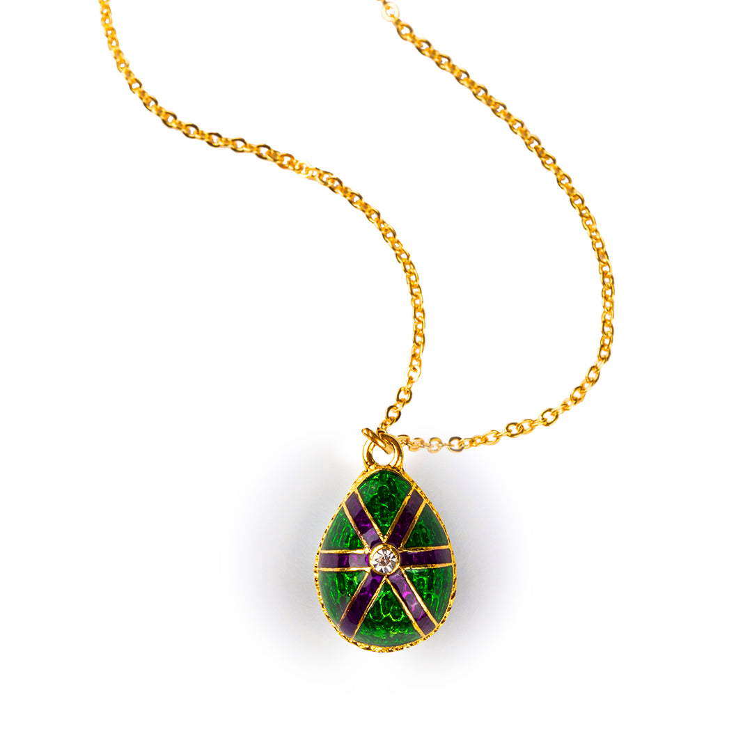Yeşil Mor Mineli Faberge Stili Yumurta Kolye - Artisan Koleksiyonu